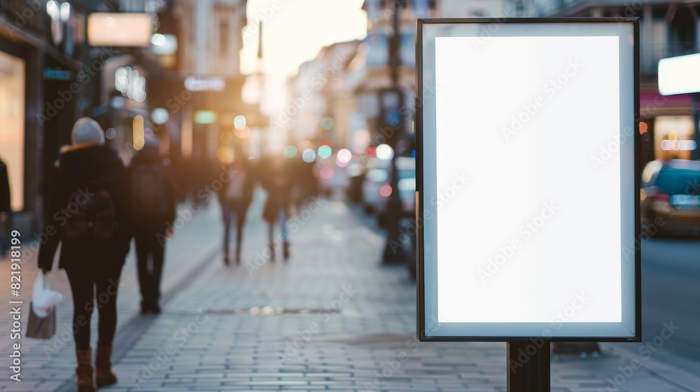 Plain white A-frame sign in a pedestrian area Plain white A-frame sign in a pedestrian area