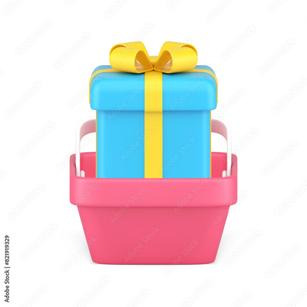 Shopping clearance sale discount business commercial special offer basket gift box 3d icon vector Shopping clearance sale discount business commercial special offer basket gift box 3d icon vector