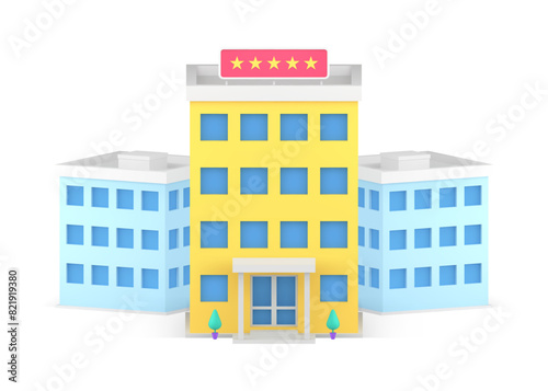Hotel booking apartment reservation service urban street building infrastructure 3d icon vector