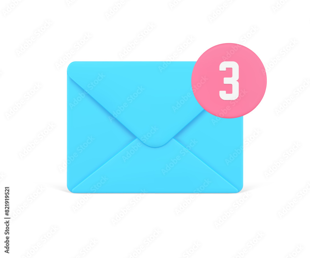 Incoming message three notification internet newsletter reminder online chatting 3d icon vector Incoming message three notification internet newsletter reminder online chatting 3d icon vector