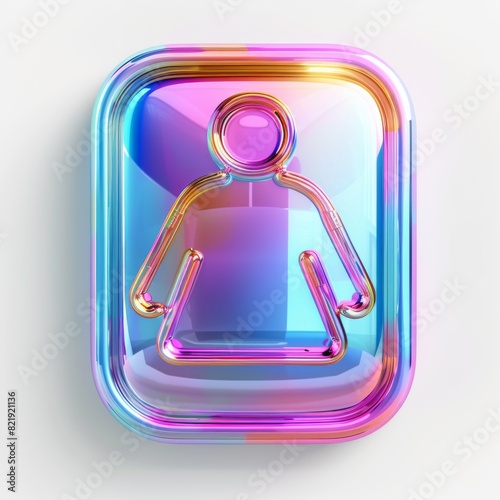 A vibrant, holographic men and women icon showcased in a simple, minimalist design against a white background.