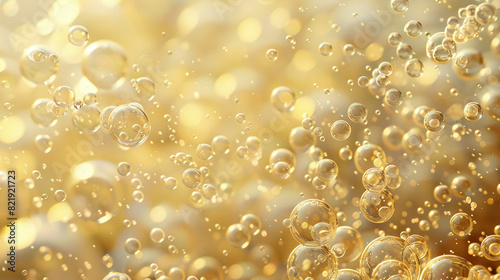 Dynamic background of champagne bubbles with warm, golden hues and a festive atmosphere