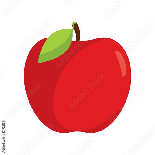 Red Apple. Fruit icon on isolated background in flat style.Vector illustration.