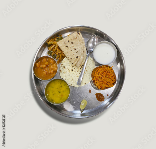 Maharashtrian food plate served