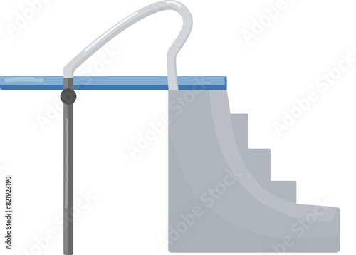 Simple vector graphic of a swimming pool ladder attached to poolside steps