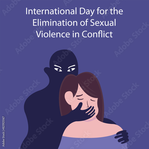 illustration vector graphic of a woman was held from behind by an unknown person, perfect for international day, elimination of sexual, violence in conflict, celebrate, greeting card, etc.