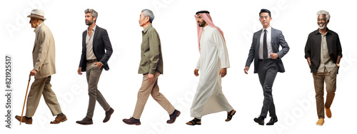 Man standing walking adult. png element set on transparent background
