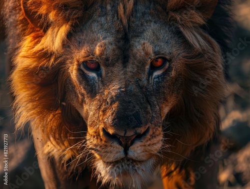 Majestic lion with piercing eyes