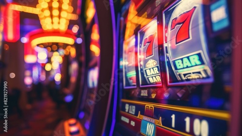 Casino Slot Machines. Las Vegas Strip Digital Slot Machine Closeup. Sin City Gabling Las Vegas photo