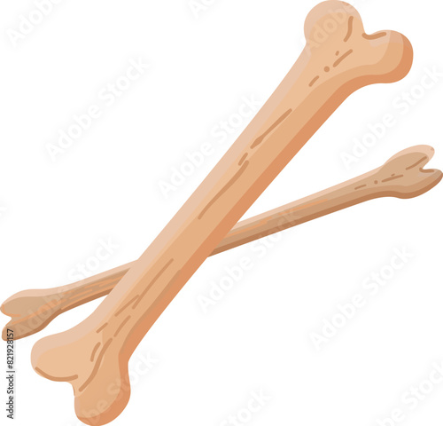 Digital artwork of two cartoonstyle bones crossed over each other on a white background