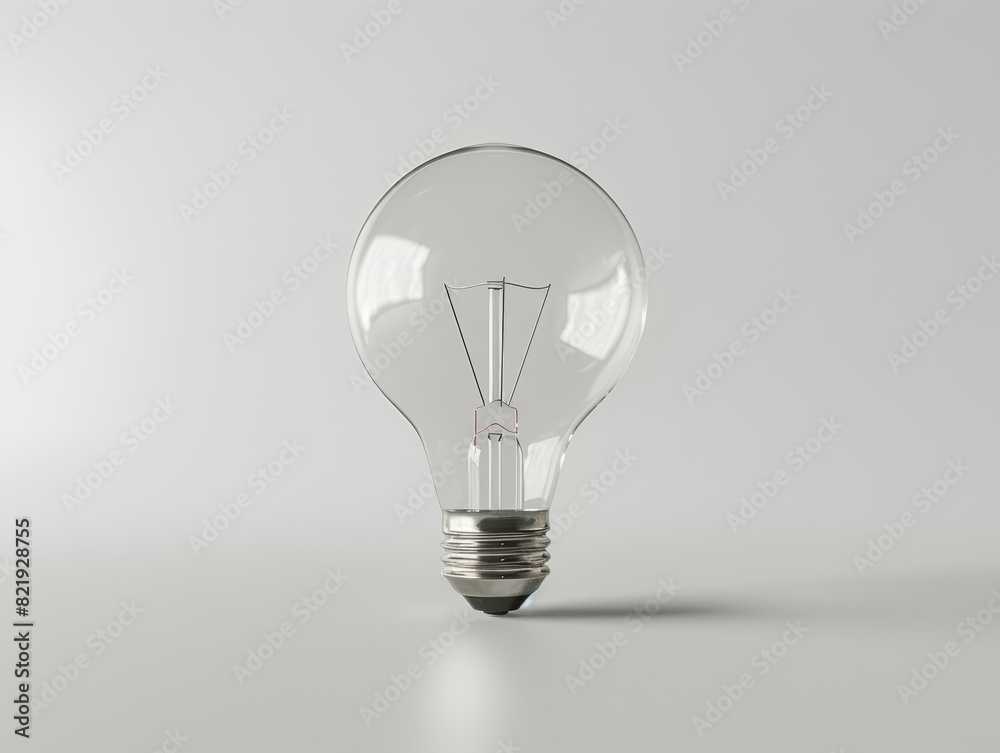 Illuminating idea - a clear light bulb on a plain background