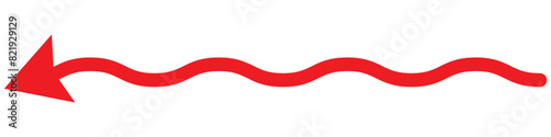 Long wave or curve red Arrow icon, vector . Zig zag arrow vector. Big  arrow, cursor vector. Long line arrow vector. Big arrow for web design. Large arrow vector and icon.
 photo