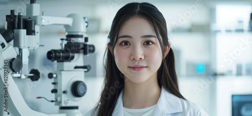 Young asian woman in medical lab coat