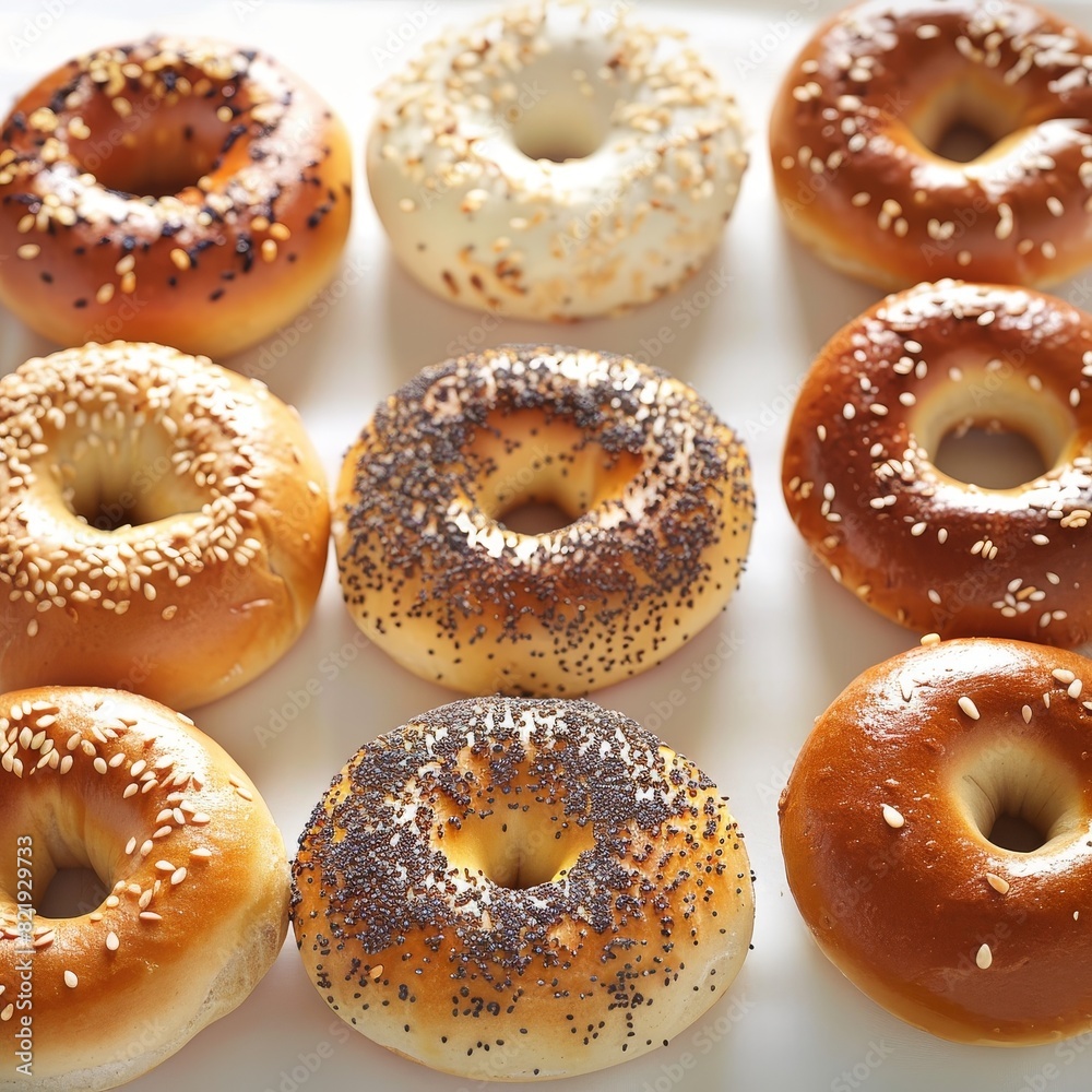 Assortment of freshly baked bagels