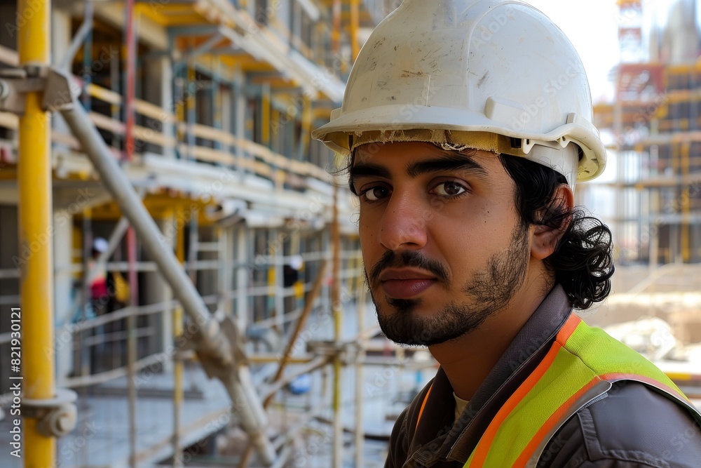 construction worker in hard hat on job site construction worker in hard hat on job site
