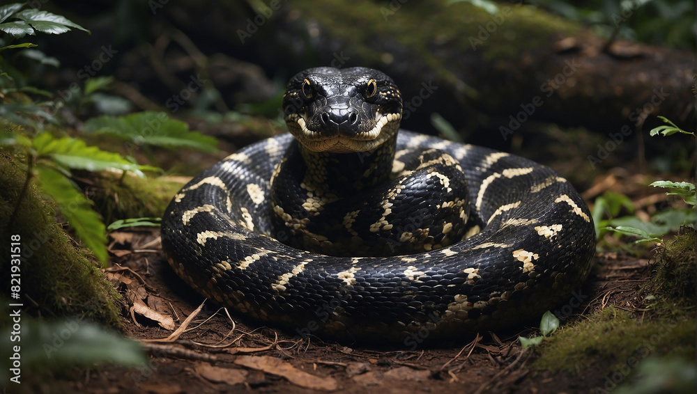 Obraz premium black and white rattlesnake