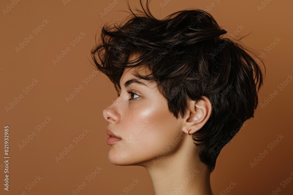close-up portrait of a woman with dark wavy hair close-up portrait of a woman with dark wavy hair