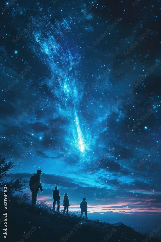 Family Stargazing Under the Majestic Night Sky - A Cosmic Adventure