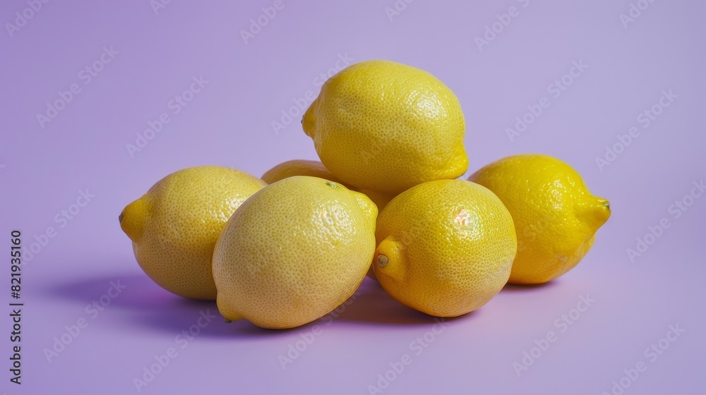 Vibrant yellow lemons on purple background Vibrant yellow lemons on purple background
