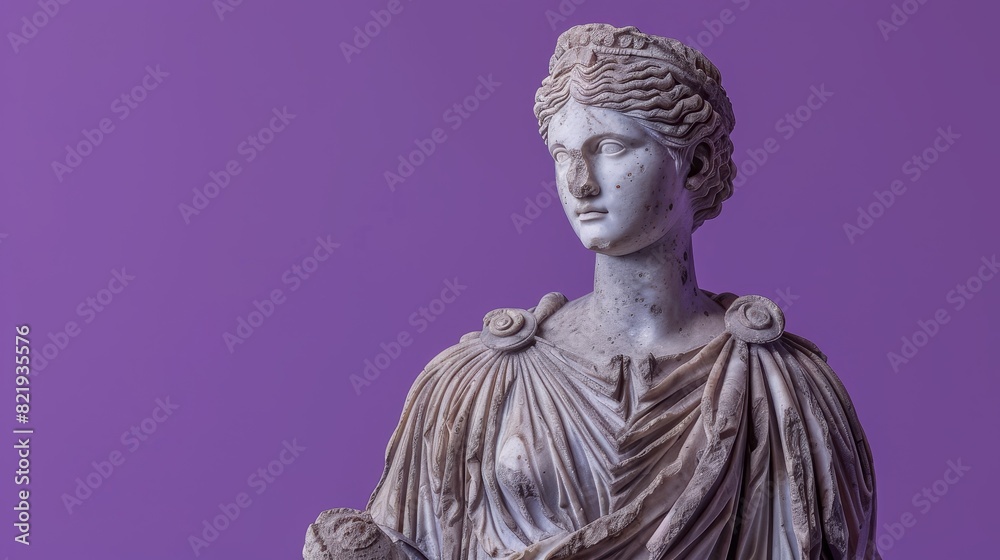 Obraz premium ancient greek statue of a woman on purple background