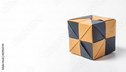 shapes and sizes concept paper origami isolated on white background of a multiple multi colored square cube or box, with copy space, simple starter craft for kids