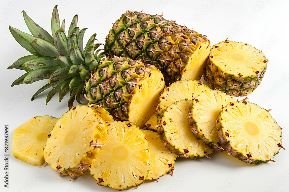 Tropical Abundance A Delightful Array of Whole and Sliced Pineapples Tropical Abundance A Delightful Array of Whole and Sliced Pineapples