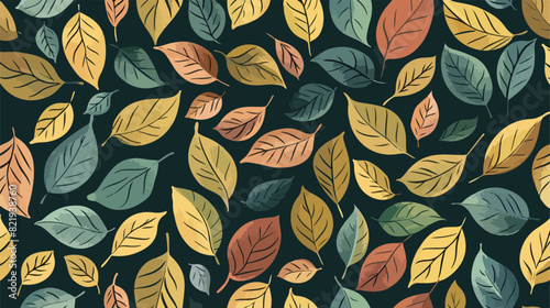 Seamless pattern with leaves. Hand drawing floral background