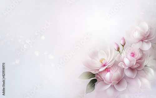 Dekoracyjne tło kwiaty, różowy pastelowy kolor. Motyw kwiatowy z miejscem na tekst, zaproszenie