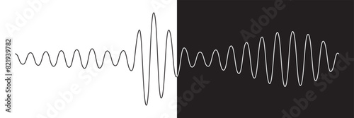 sound icon set. digital recorder voice audio wave vector symbol. soundwave frequency icon in black and white color. Sound waves, Equalizer, Audio waves, Radio signal, Music.