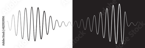 sound icon set. digital recorder voice audio wave vector symbol. soundwave frequency icon in black and white color. Sound waves, Equalizer, Audio waves, Radio signal, Music.