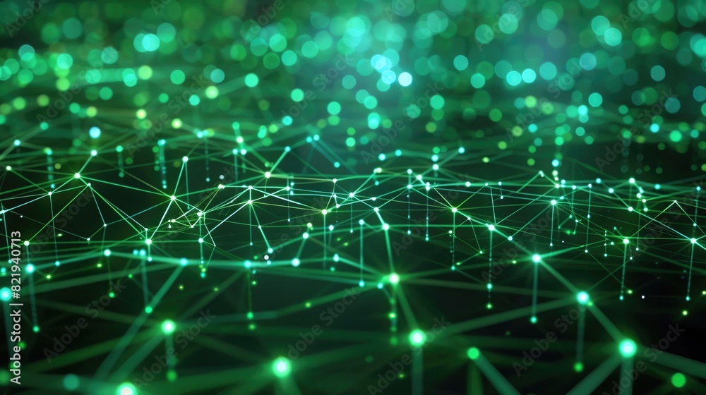 Glowing green smart grid lines on dark background, symbolizing renewable energy distribution to a city. Zero carbon technology Glowing green smart grid lines on dark background, symbolizing renewable energy distribution to a city. Zero carbon technology