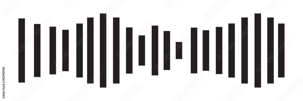 Radio Wave icon. Monochrome simple sound wave on transparent background. Vector sound wave icon. Music player sound bar. Record interface. Equalizer icon with soundwave line. used for mobile phone.