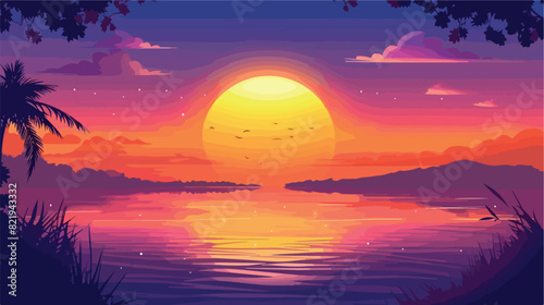 Beautiful sunset views Vector style vector design illustration