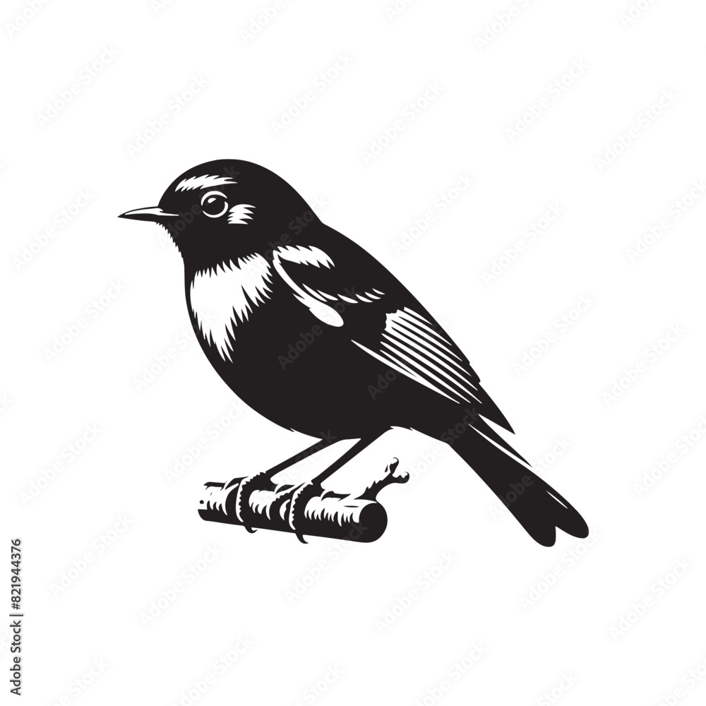 Fototapeta premium Robin bird Silhouette- Charming Black Vector Art Capturing the Delicate Beauty and Iconic Presence of These Beloved Bird - Robin Bird Vector - Robin Bird Illustration.