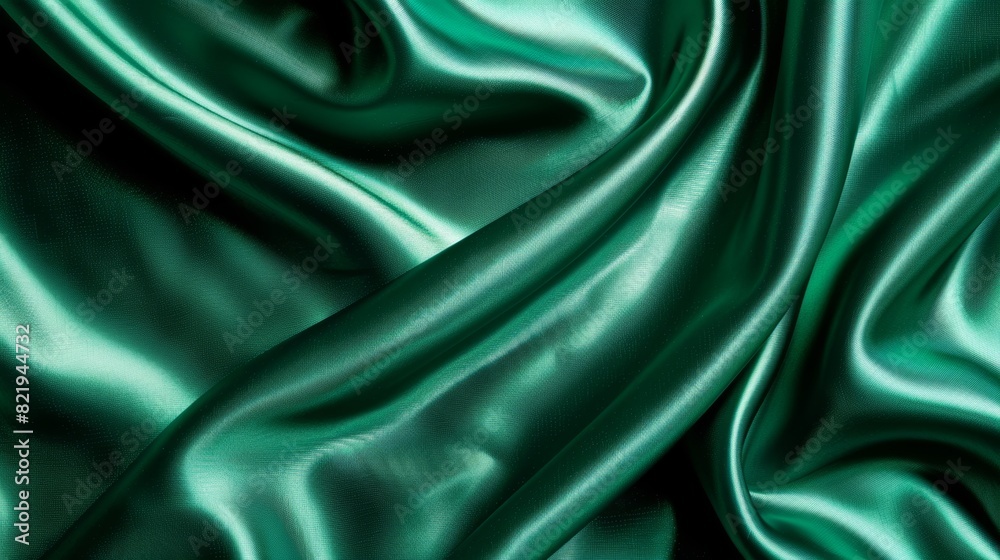 Luxurious green silk fabric background with elegant satin texture and smooth shiny drapery material Luxurious green silk fabric background with elegant satin texture and smooth shiny drapery material