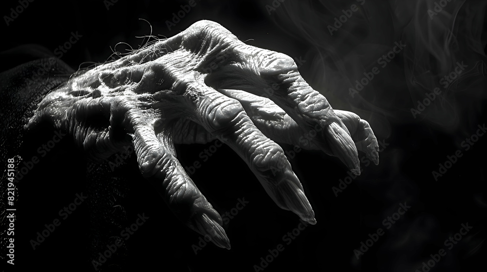 A close-up of a shadowy figure's hand reaching out from the darkness A close-up of a shadowy figure's hand reaching out from the darkness