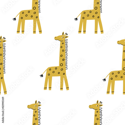 Cute cartoon Giraffe - vector seamless pattern © webmuza