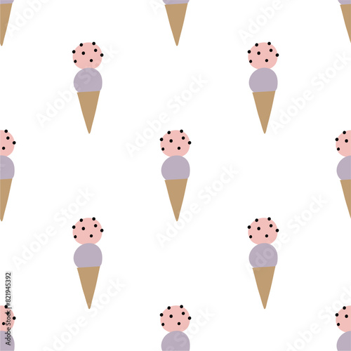 Abstract Bold ice cream seamless pattern in flat style. © webmuza