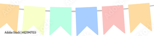 Vector of a vibrant display of multicolored flags suspended on a rope