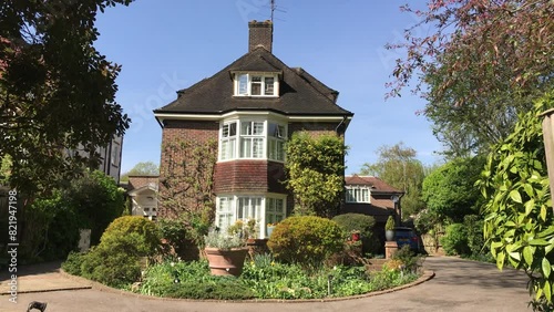 Leafy suburb Hampstead Village Georgian house on Keats Grove in London.. photo