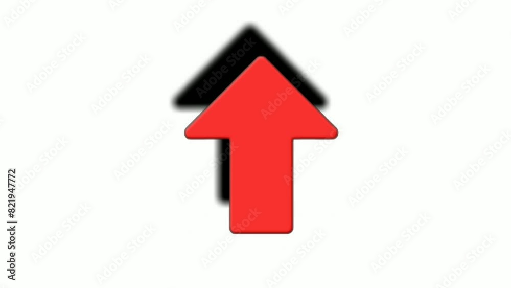 Up Arrow sign symbol with shadow animation on white background, red color cartoon arrow pointing left 4K animated image video overlay elements, upload Up Arrow sign symbol with shadow animation on white background, red color cartoon arrow pointing left 4K animated image video overlay elements, upload