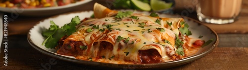 A delicious and authentic Mexican dish. The enchiladas are made with fresh, high-quality ingredients and are sure to please everyone at the table. photo