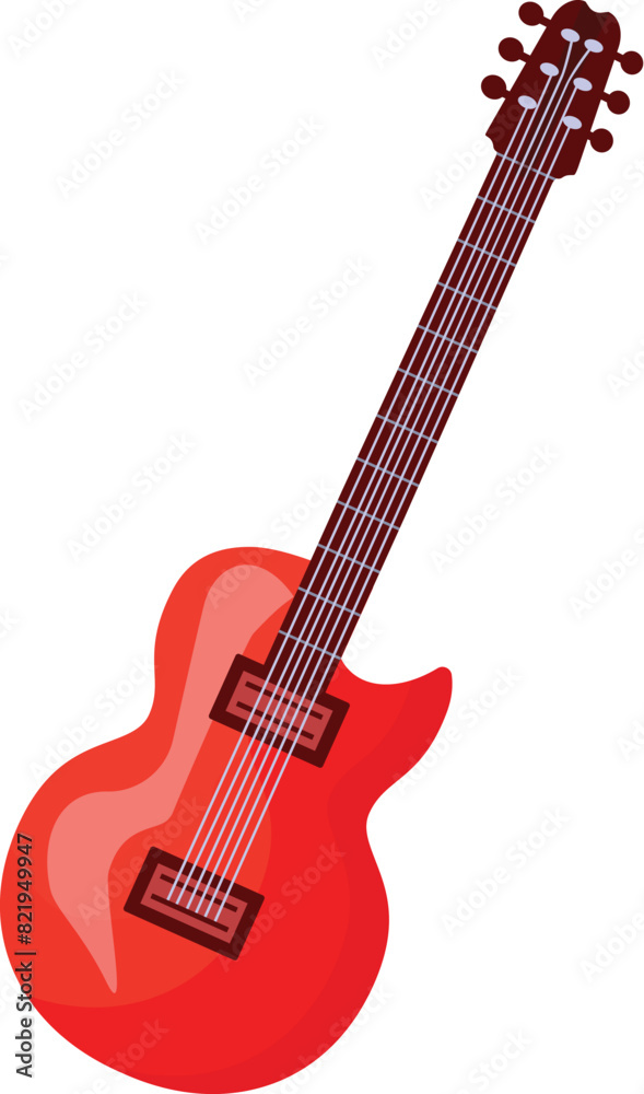 Obraz premium Vibrant red electric guitar illustration with bright color, modern design, and trendy, clean style