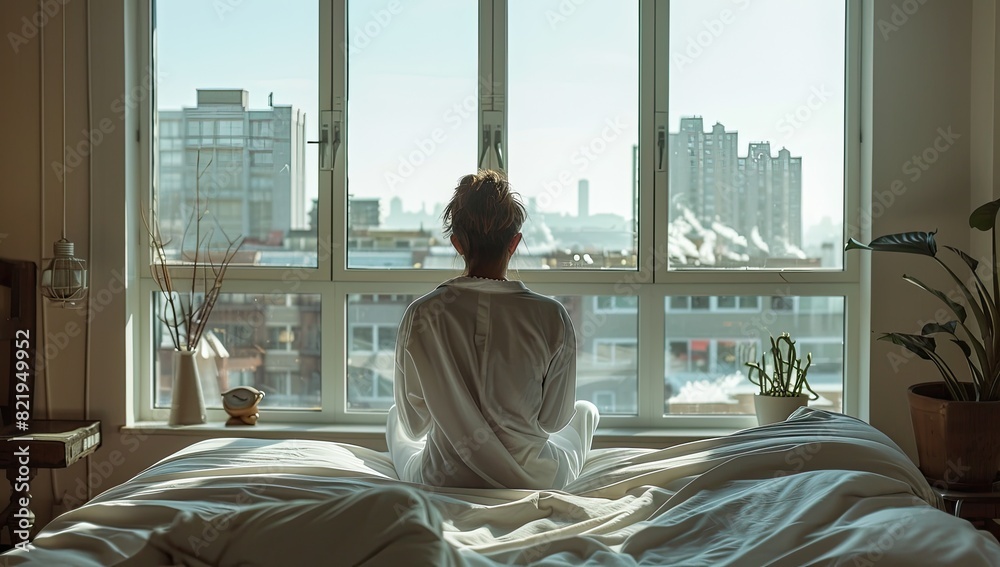 Futuristic City View from a Modern Bedroom Futuristic City View from a Modern Bedroom