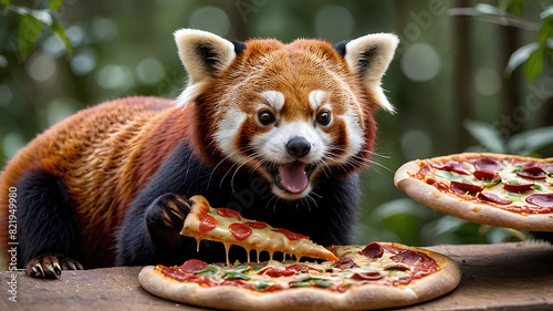 AI image generate red panda behavior photo