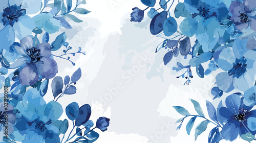 Blue floral watercolor for wedding birthday card background
