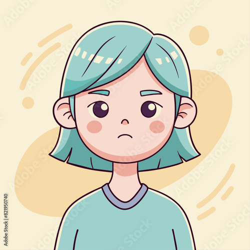 Minimalist person with a pouting expression, crafted in an adorable doodle style, Generative AI