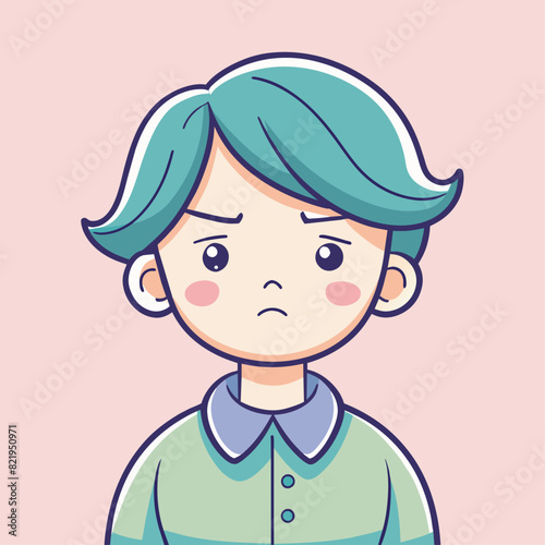 Minimalist person with a pouting expression, crafted in an adorable doodle style, Generative AI