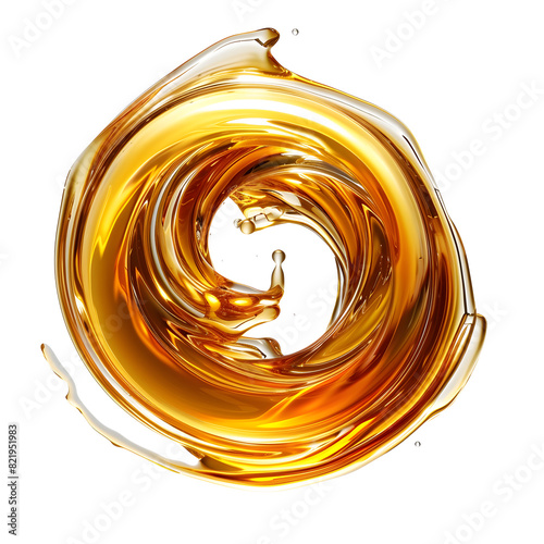 Yellow Engine oil swirl, whirlpool isolated on a white background