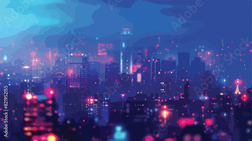 Blurred view of illuminated city at night Vector style © Asad